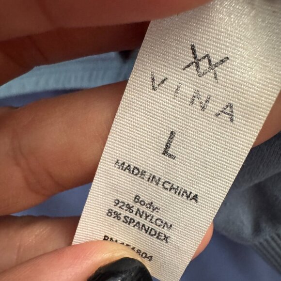 VINA Sports Bra Size L – Blue Navy  Zip Front Activewear Top - Picture 4 of 5